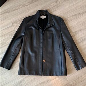 Minimalist Clean Line Luxury Black Genuine Real 100% Leather Jacket